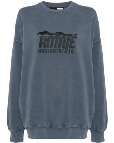 ROTATE BIRGER CHRISTENSEN SW Enzyme Sweatshirt aus Bio-Baumwolle - Blau