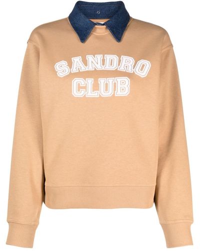 Sandro Layered-effect Classic-collar Sweatshirt - Orange