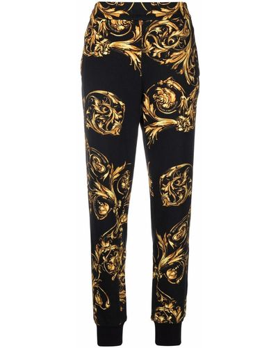 Versace Jeans Couture Pantalones de chándal con motivo barroco - Negro