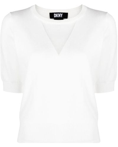 DKNY Cropped-Pullover mit V-Ausschnitt - Weiß