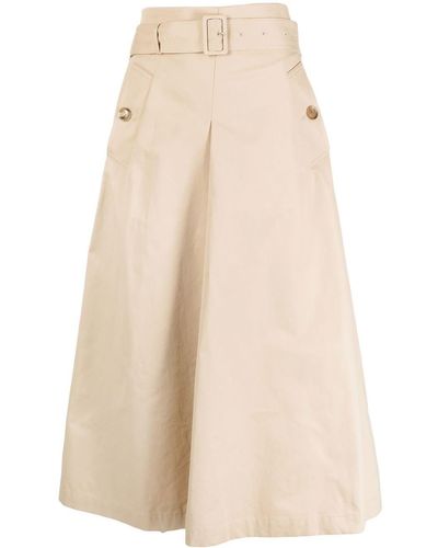 Goen.J Belted High-waist A-line Skirt - Natural