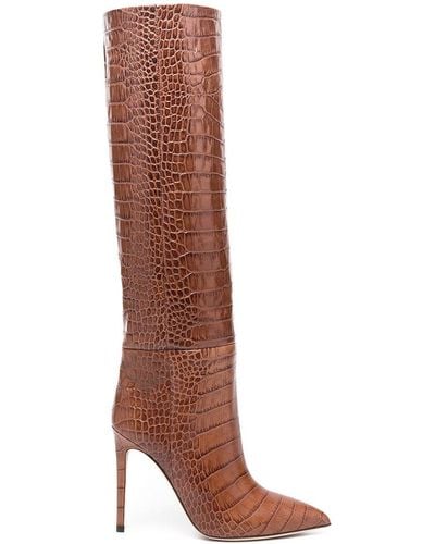 Paris Texas Crocodile-embossed Leather Boots - Brown