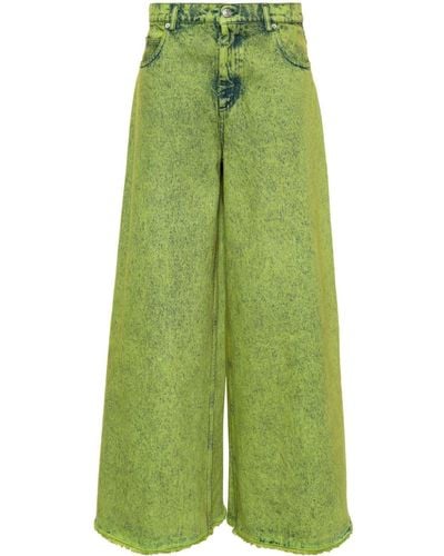 Marni Garment-dyed Wide-leg Jeans - Green