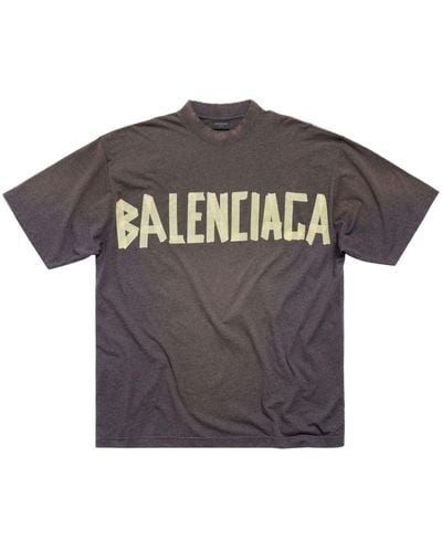 Balenciaga T-Shirt mit Logo-Print - Grau