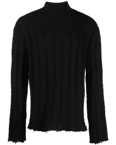 MM6 by Maison Martin Margiela Roll-neck Raw-cut Sweater - Black