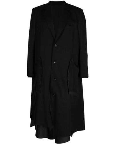Sulvam Asymmetric Single-breasted Wool Coat - Black