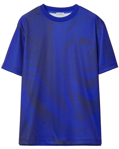 Burberry Rose-print Stretch-jersey T-shirt - Blue