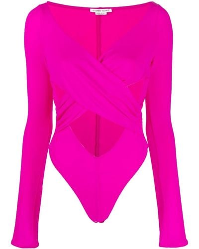 ALESSANDRO VIGILANTE Draped Cut-out Bodysuit - Pink