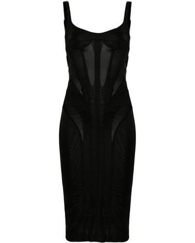 Mugler Midi-jurk Met Korset Stijl - Zwart