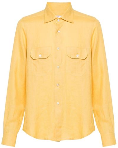 Kiton Classic-collar Linen Shirt - Yellow