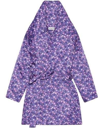Balenciaga All-over Floral-print Coat - Purple