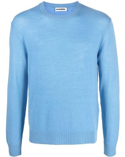 Jil Sander Crew Neck Wool Sweater - Blue
