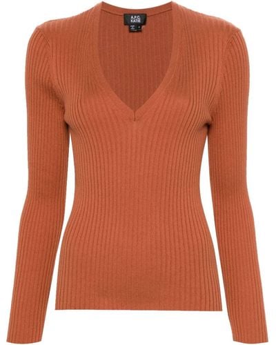 A.P.C. Camille Chunky-ribbed Sweater - Orange