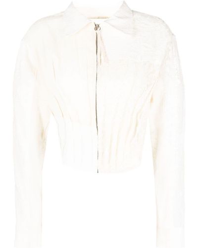 ANDERSSON BELL Corseted Lace Zip-up Shirt - White