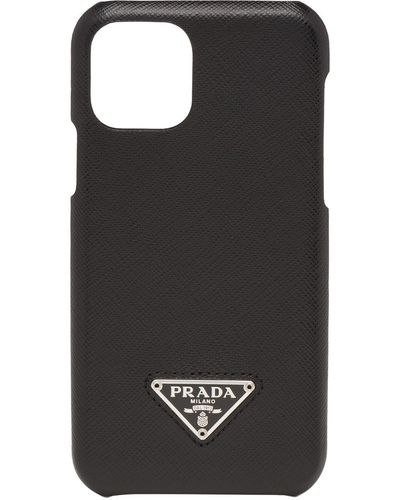 Prada Saffiano Leather Iphone 11 Pro Case - Black