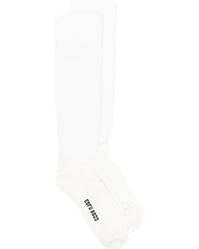 Rick Owens Ribbed-knit Knee-high Socks - White