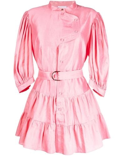 Acler Hundon Belted Shirt Minidress - Pink