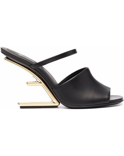 Fendi First Sculpted Heel Sandals - Black