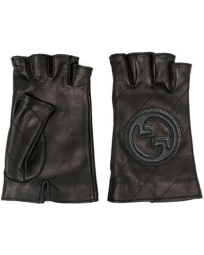 Gucci Fingerlose Handschuhe mit GG-Patch - Schwarz