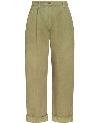 Etro Pantalones chinos con motivo de espiga - Verde