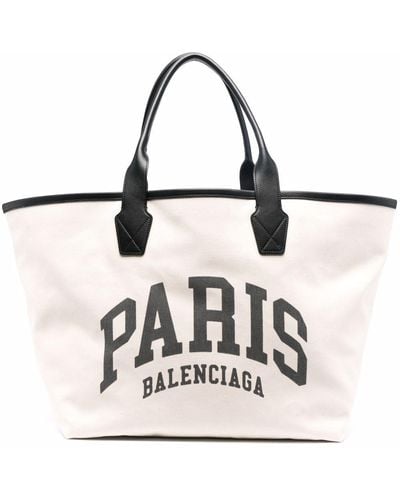 Balenciaga Cities Paris Tote Bag - White
