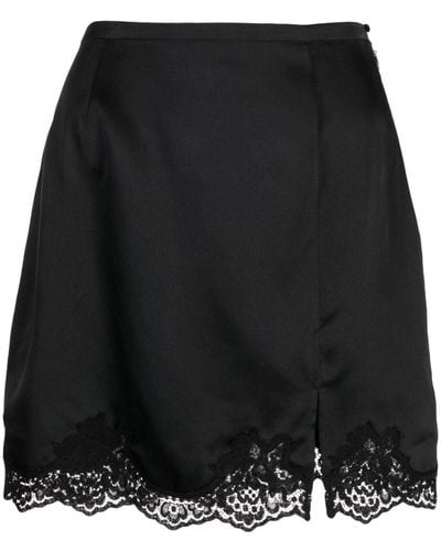 Fleur du Mal Lace-hem Slip Skirt - Black