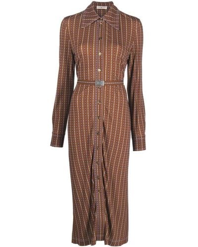 Tory Burch Geometric-print Shirt Dress - Brown