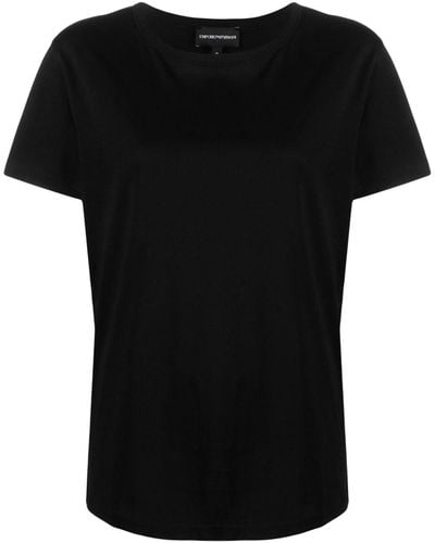 Emporio Armani Velvet-heart Organic-cotton T-shirt - Black