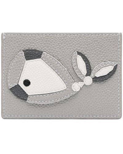 Thom Browne Whale-appliqué Pebbled Cardholder - White
