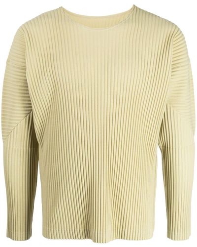 Homme Plissé Issey Miyake Fully-pleated Long-sleeved Top - Yellow