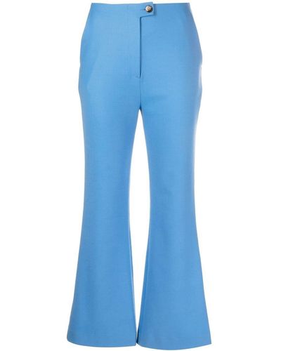 Nanushka Cropped Kick Flare Trousers - Blue