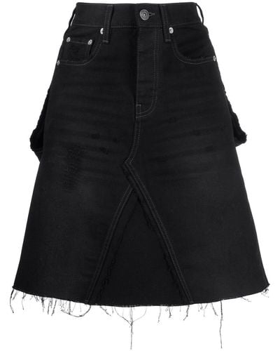 Balenciaga Rip-detail A-line Denim Skirt - Black