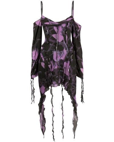MISBHV Mini-jurk Met Bloemenprint - Zwart
