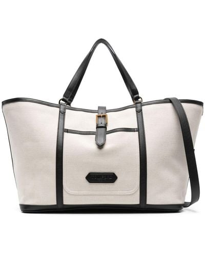 Tom Ford Bolso shopper con parche de logo - Blanco