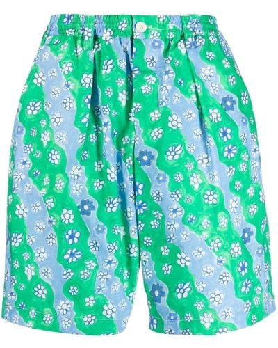 Marni Floral-print Bermuda Shorts - Green
