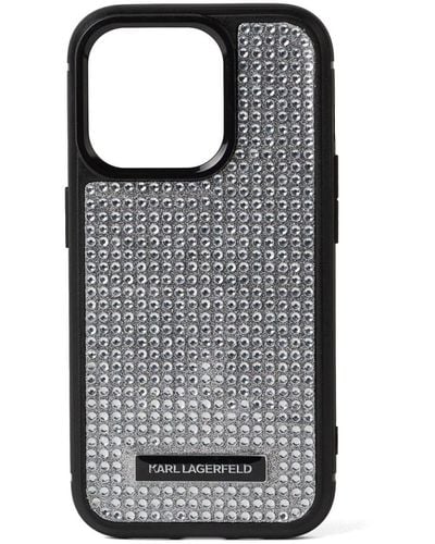 Karl Lagerfeld Iphone 15 Pro Rhinestone Case - Black