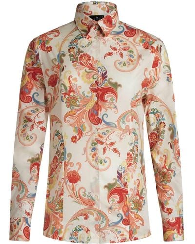 Etro Popeline-Hemd mit Paisley-Print - Rot