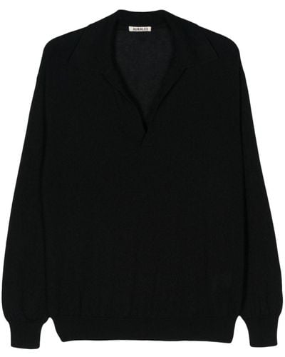 AURALEE Fine-knit Polo Shirt - Black
