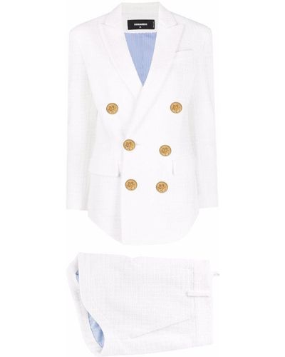 DSquared² Conjunto de pantalones cortos y blazer de tweed - Blanco
