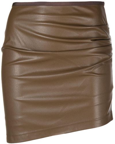 Helmut Lang Glossy Ruched Miniskirt - Brown