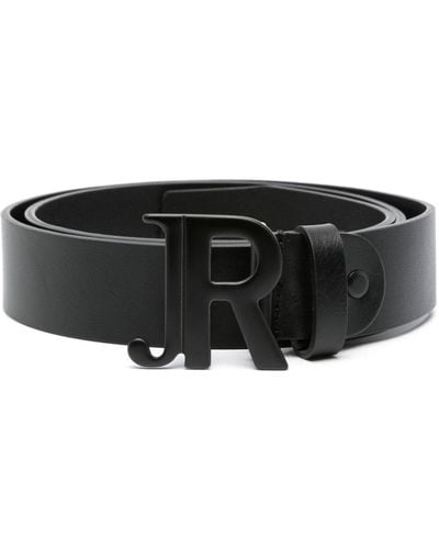 John Richmond Logo-buckle Leather Belt - Black