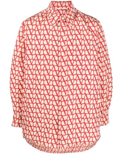 Valentino Toile Iconograph Silk Shirt - Red