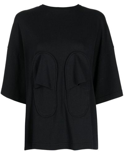 A.W.A.K.E. MODE Slipper-detailing Organic Cotton T-shirt - Black