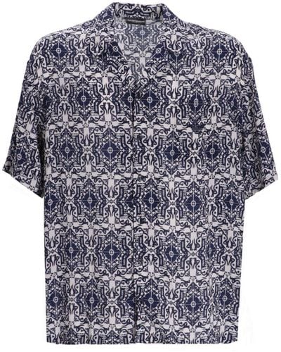 Emporio Armani Hemd mit Kachel-Print - Blau