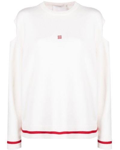 Givenchy Intarsia-logo Cut-out Jumper - White