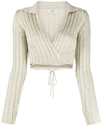 Liu Jo Metallic-thread Cropped Knit Top