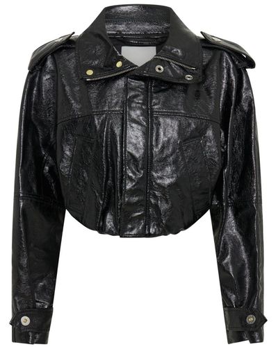 Dion Lee Cropped Faux-leather Jacket - Black
