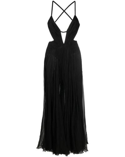 Roberto Cavalli Draped Backless Silk Dress - Black