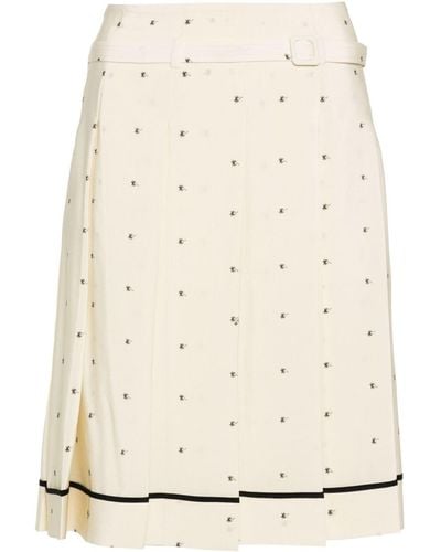 N°21 Silk Pleated Mini Skirt - Natural