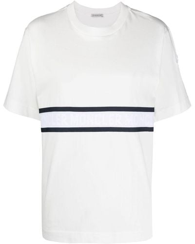 Moncler T-Shirt mit Logo-Streifen - Weiß